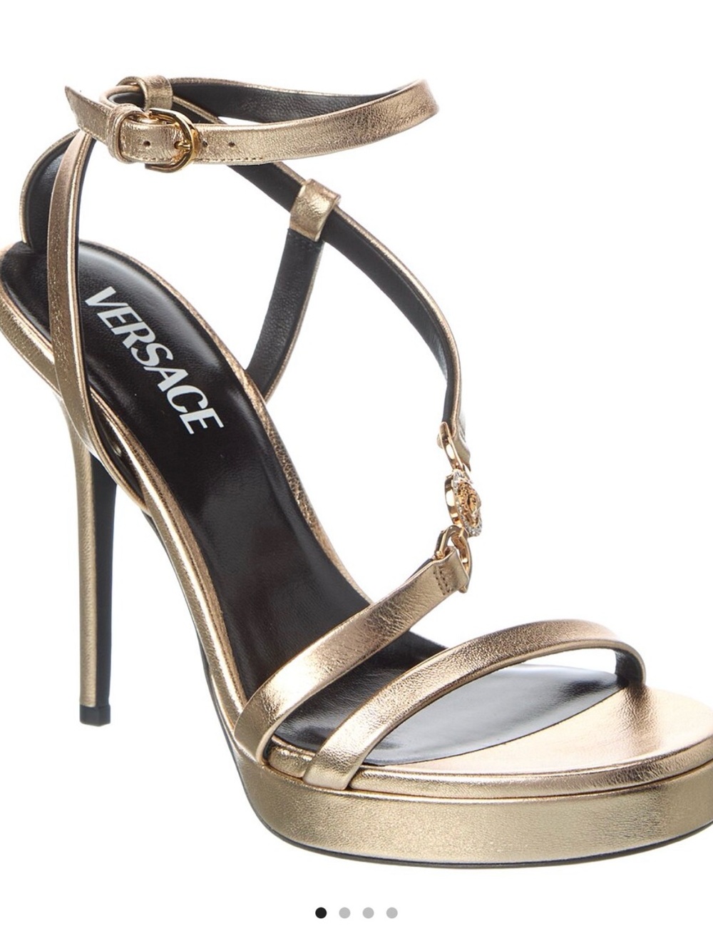 Versace Metallic Gold Medusa Leather Platform Sandals
